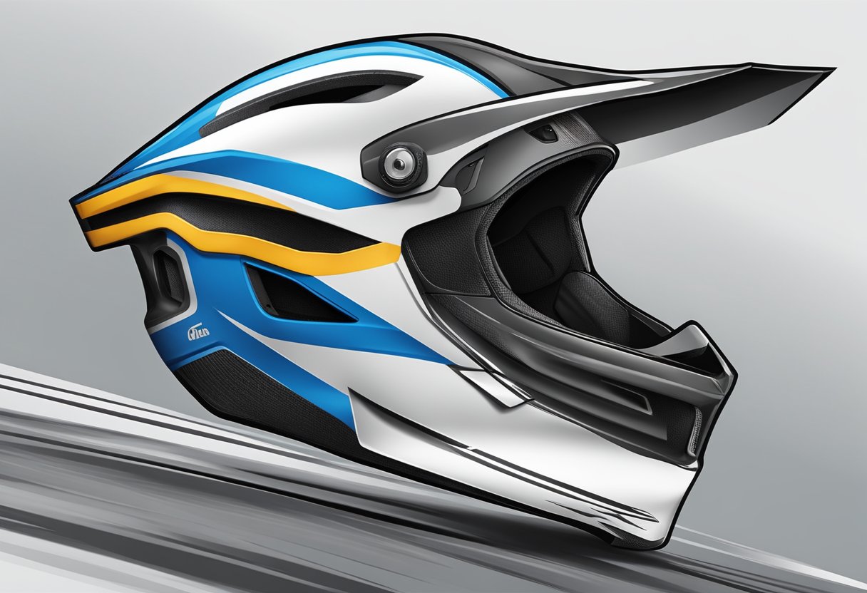 A sleek aero helmet rests on a road bike handlebar, with wind tunnel-inspired design elements