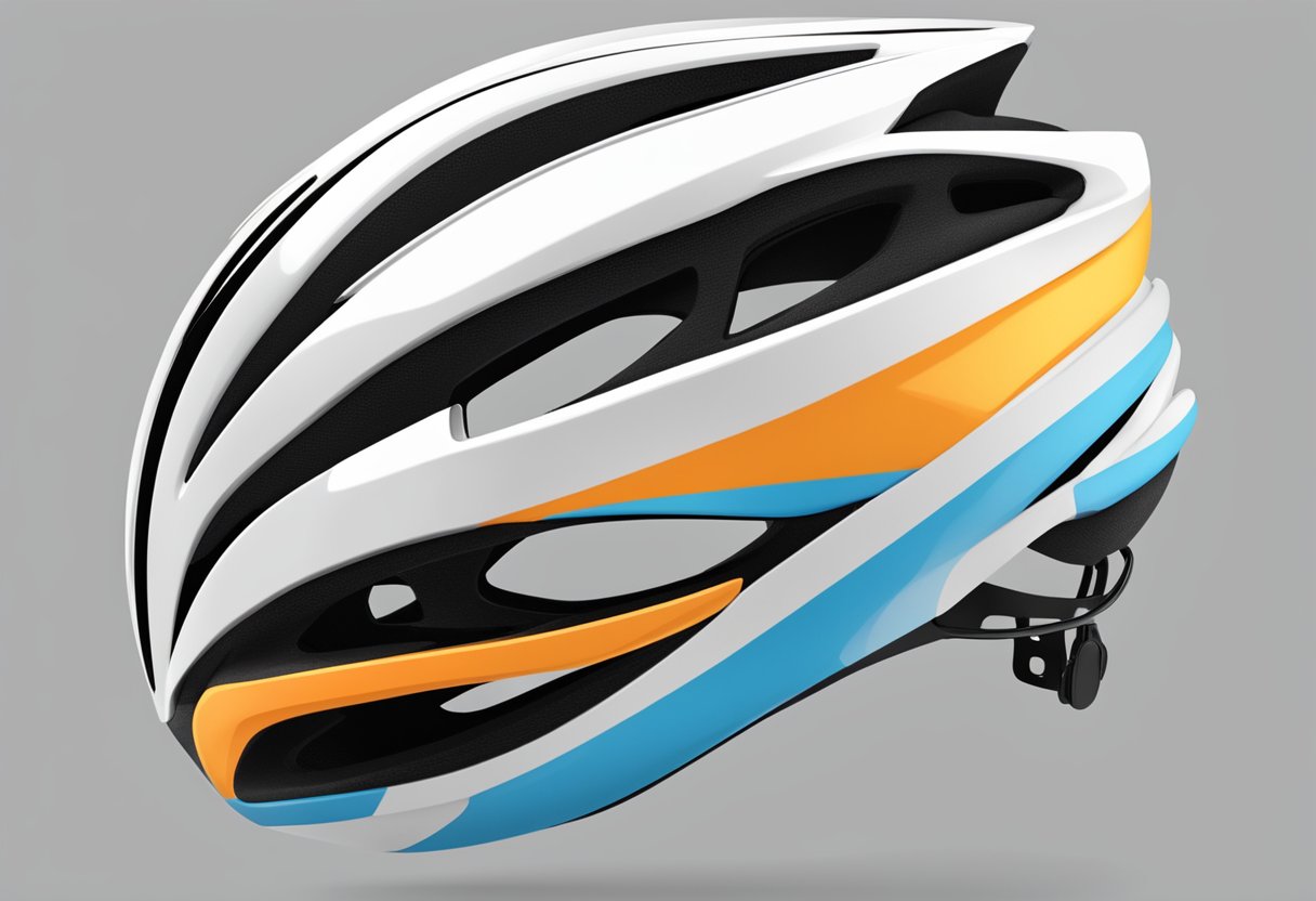 A sleek, aerodynamic road bike helmet with bright, reflective stripes
MET Strale road bike helmet