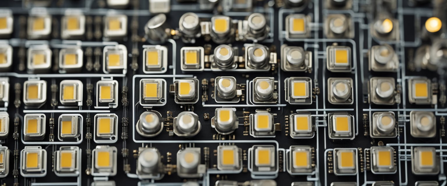 Several capacitive switch sensors arranged in a grid pattern, each with a different symbol or icon to represent its specific function