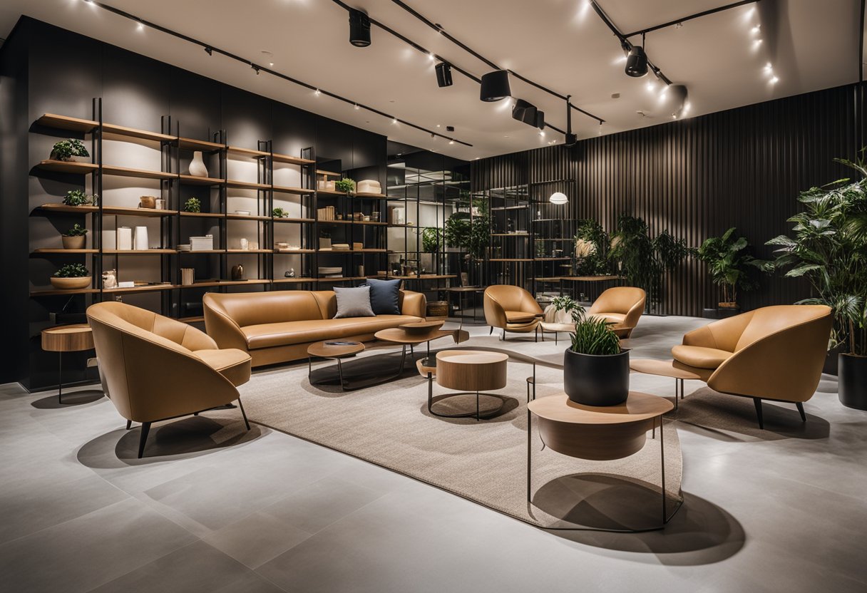 A modern furniture showroom in Singapore, with sleek Danish designs and minimalist decor