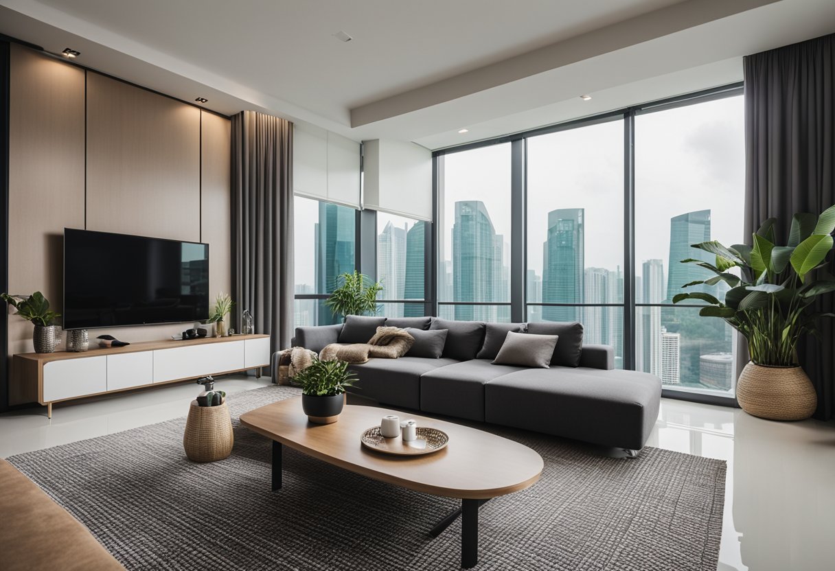 A modern living room with sleek furniture fittings in Singapore