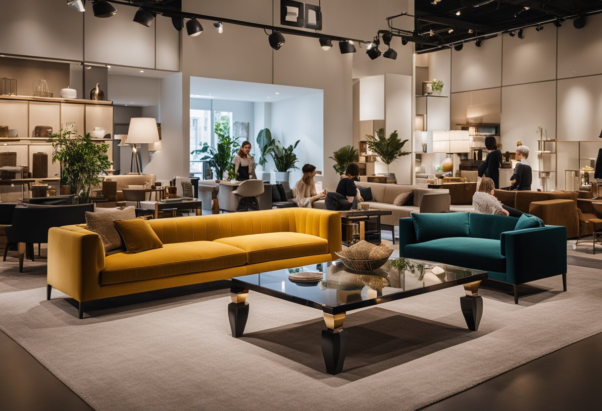 Customers browsing diverse furniture collections at Boulevard, with elegant sofas, modern dining sets, and stylish home decor on display
