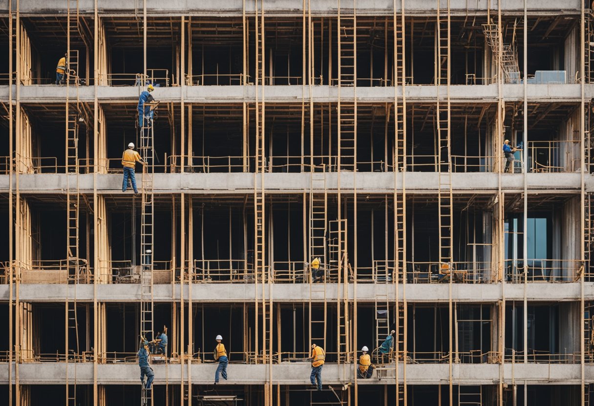 A construction site with workers renovating a building for Business and Regulatory Insights awards ceremony