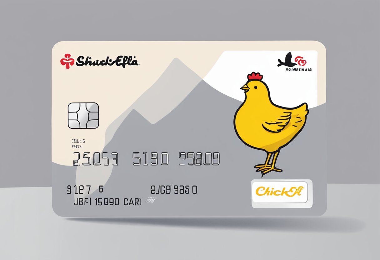 A hand holding a Chick-fil-A gift card, with the card facing forward to show the logo and a visible balance displayed on the card