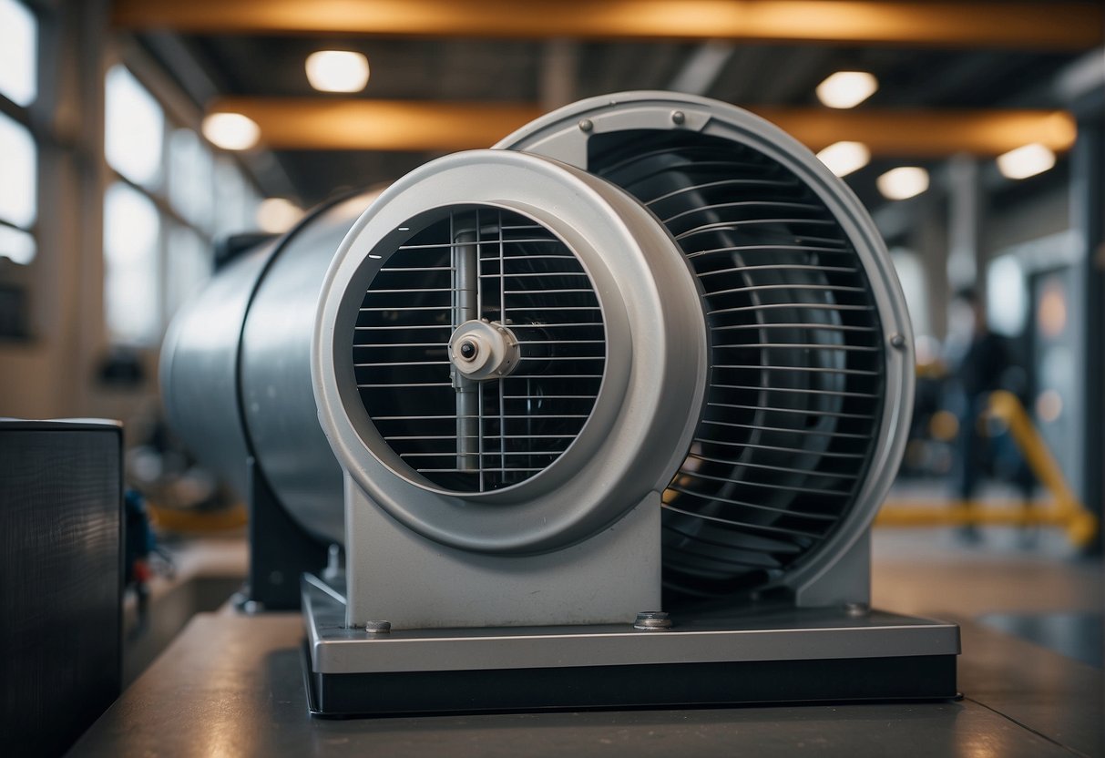 A blower motor spins inside an HVAC system, pushing air through the ducts. It is a crucial component for circulating air and maintaining comfortable temperatures indoors