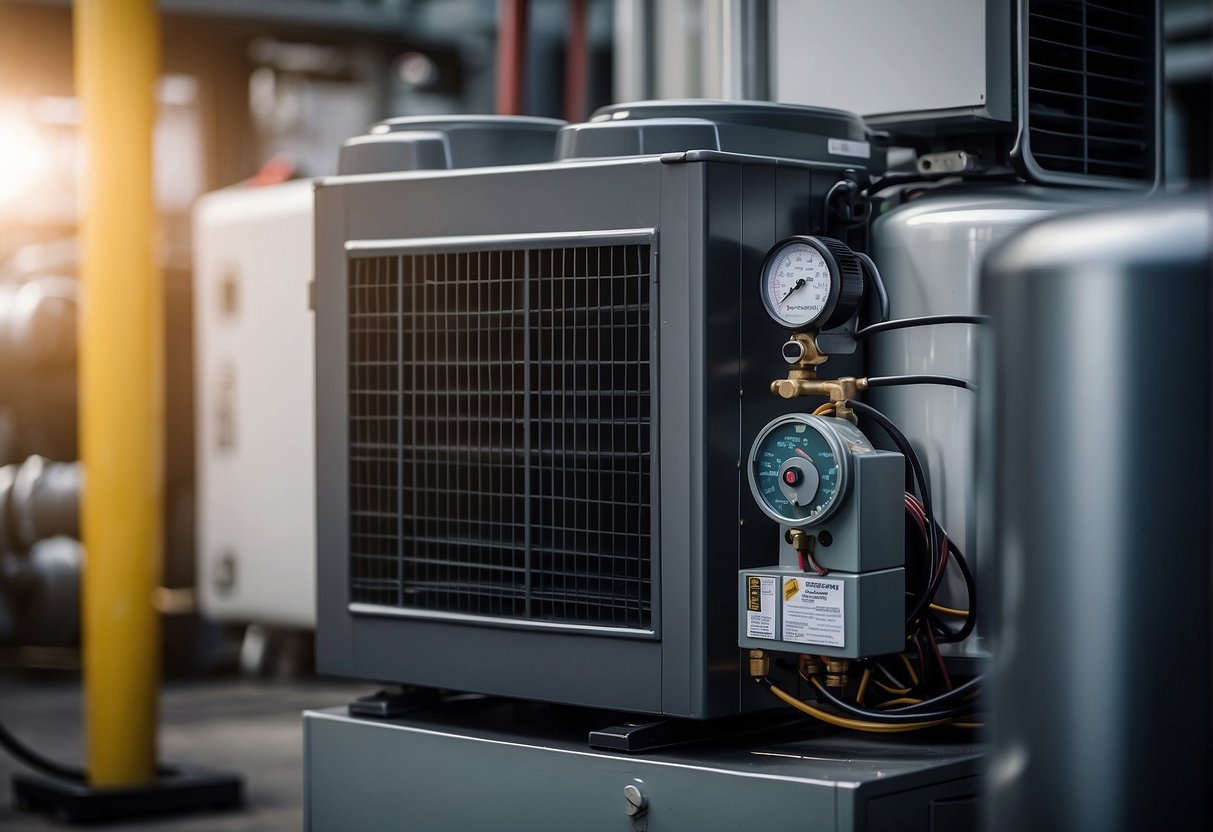 An HVAC compressor sits within a unit, drawing in refrigerant gas and compressing it to increase its temperature and pressure, essential for the cooling process in HVAC systems