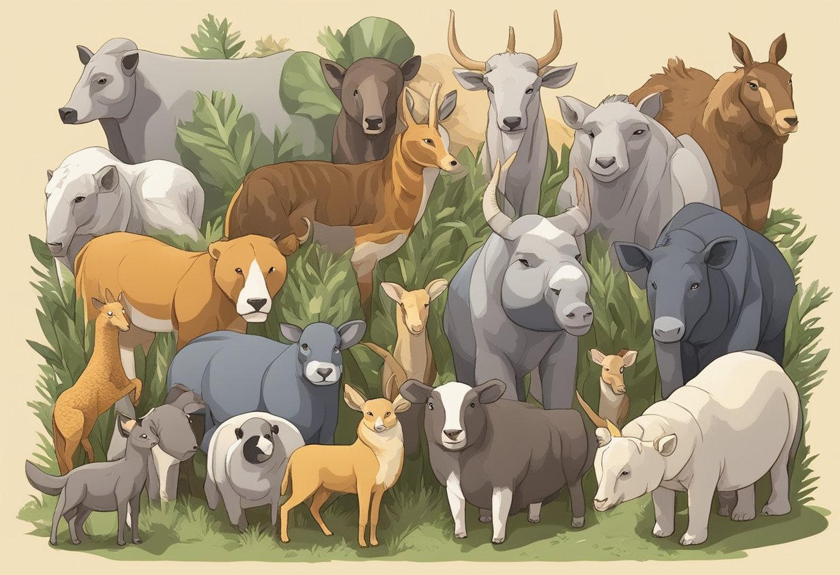 A group of animals with humorous last names gather for a family portrait