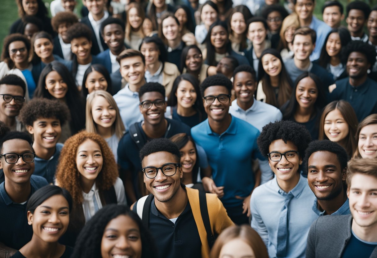 A group of diverse students from around the world gather at American University, engaged in academic and cultural exchange, symbolizing the Emerging Global Leader Scholarship 2024