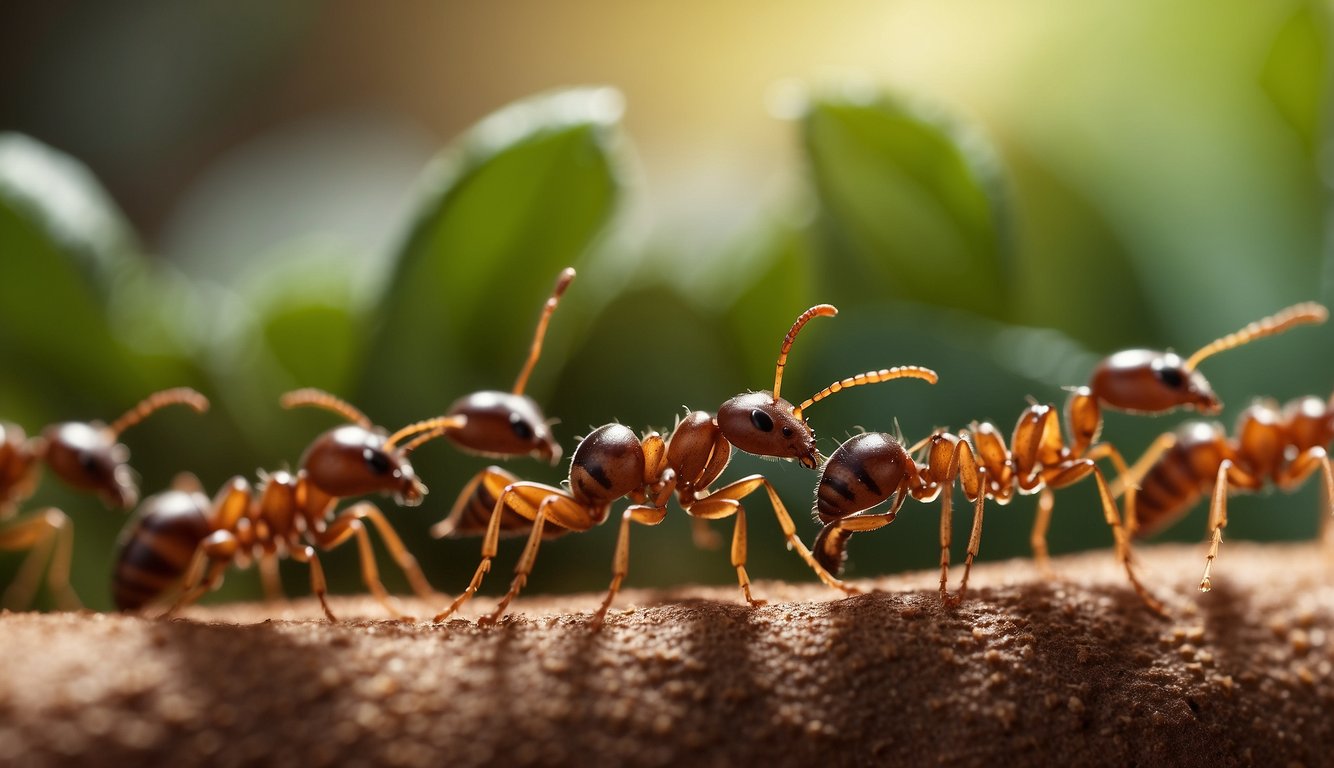 A line of ants approaching a barrier of cinnamon and peppermint oil, deterring them from entering a home