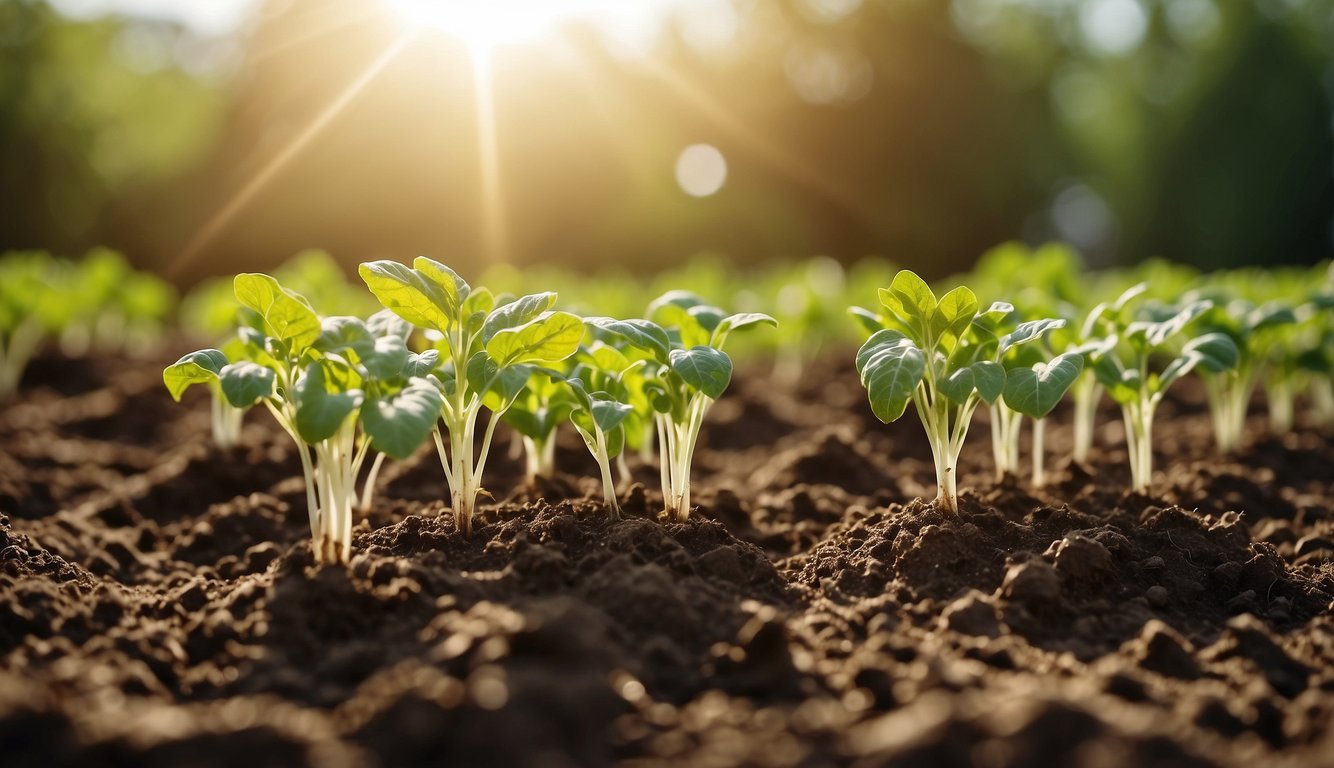 Potato plants thrive in well-drained soil with full sun. Their roots spread out, drawing nutrients from the earth