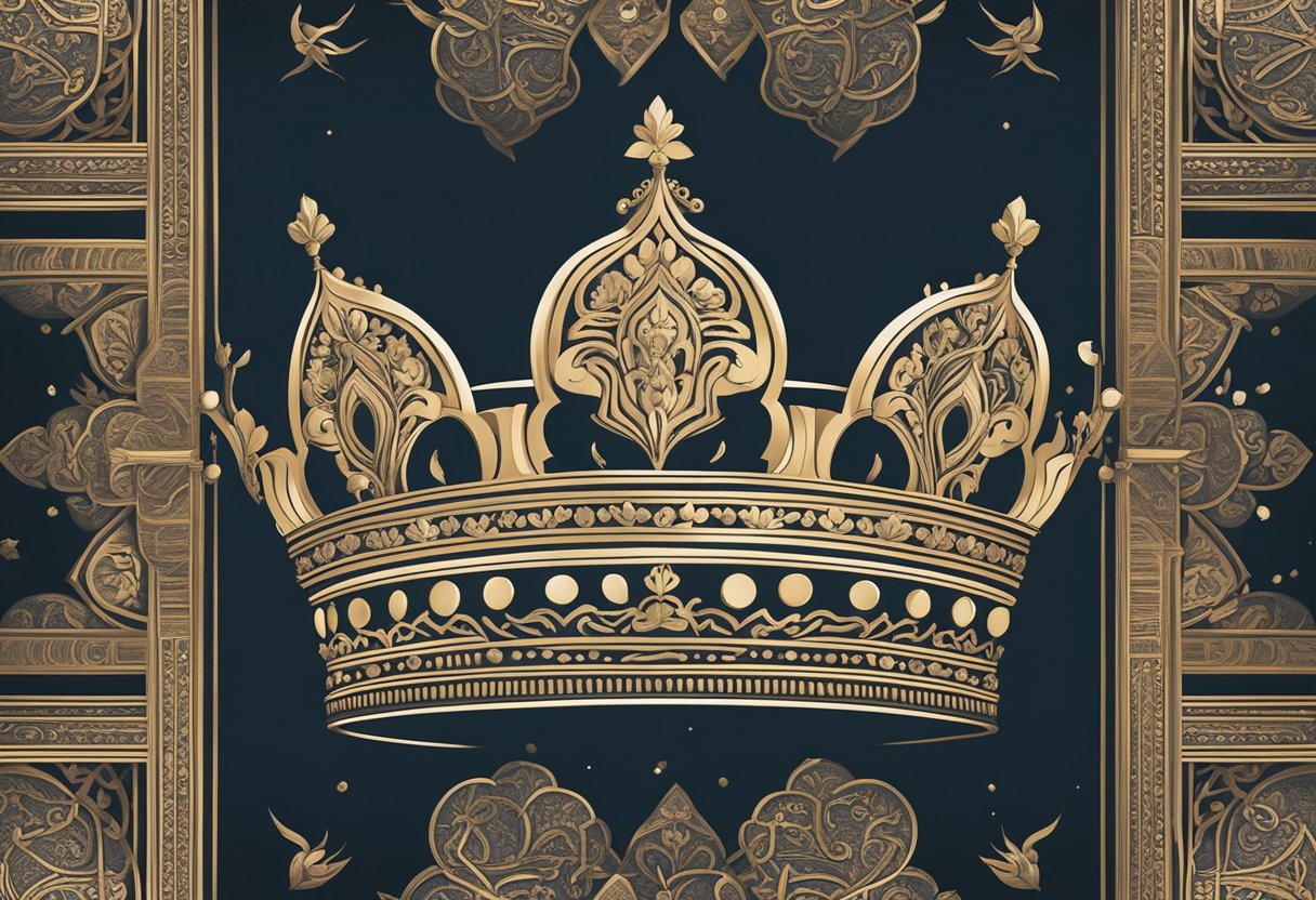 A regal crown sits atop a scroll of elegant, traditional Rajput names, surrounded by symbols of strength and nobility