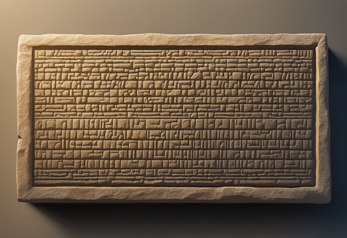 Ancient Babylonian names displayed on a stone tablet with their meanings