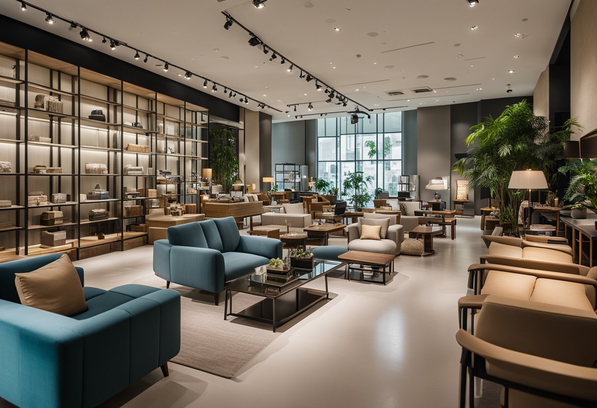 The bustling showroom of Soon Seng Heng Furniture Co, Singapore, filled with modern and stylish furniture displays