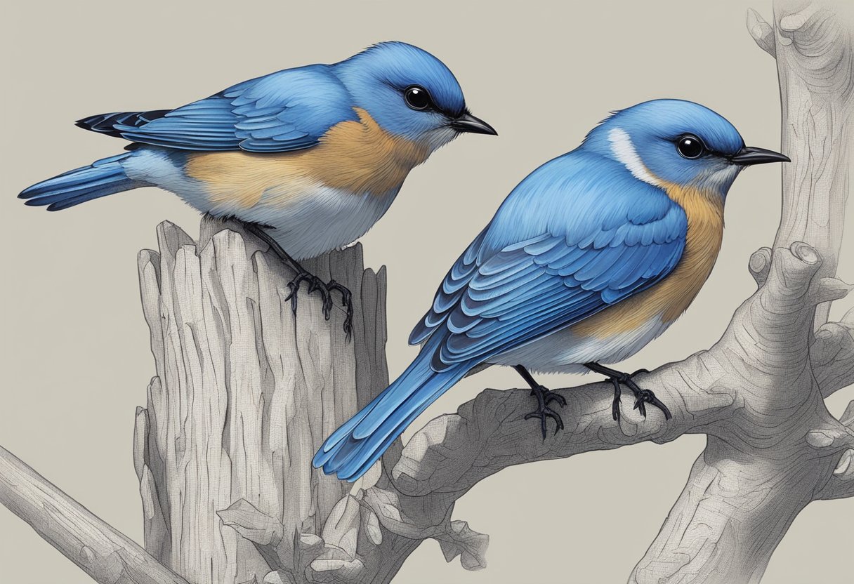 Two baby bluebirds perch on a branch, symbolizing unity and harmony