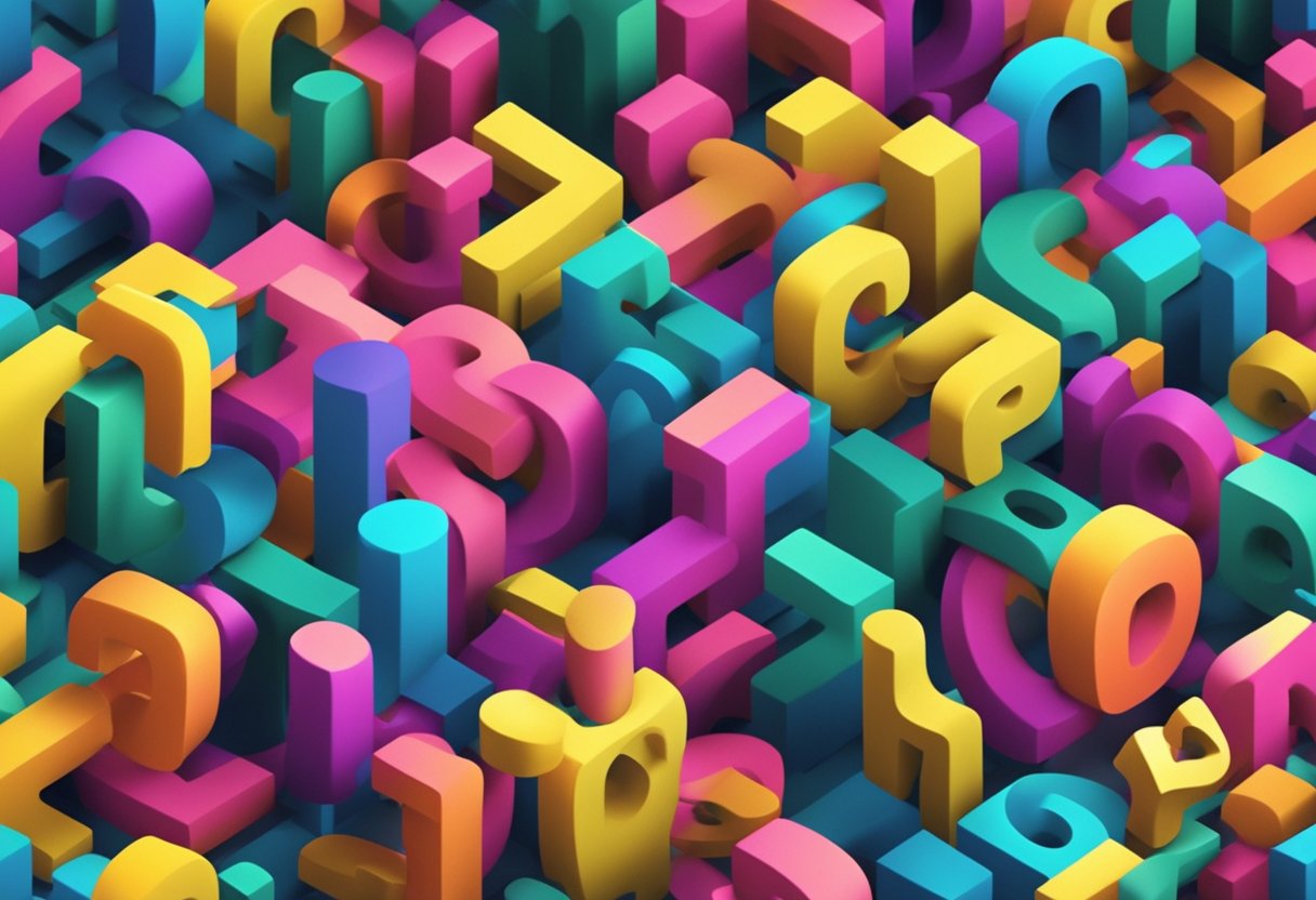 Colorful letters and numbers swirling in a playful and dynamic pattern