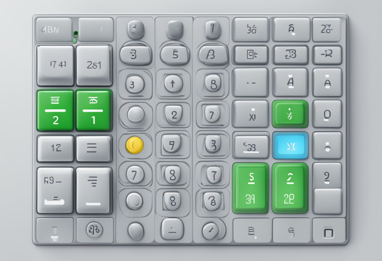 A 4x4 matrix membrane keypad with raised buttons and a smooth, flat surface