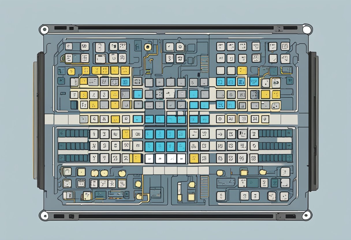 A 4x4 membrane keypad is connected to an Arduino board. The keypad has 16 buttons arranged in a grid pattern. Wires connect the keypad to the Arduino