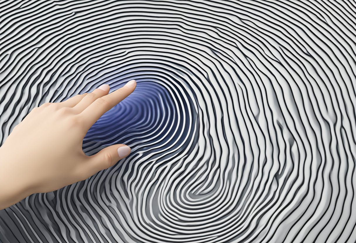 A finger pressing a membrane touch panel, causing a ripple effect on its surface