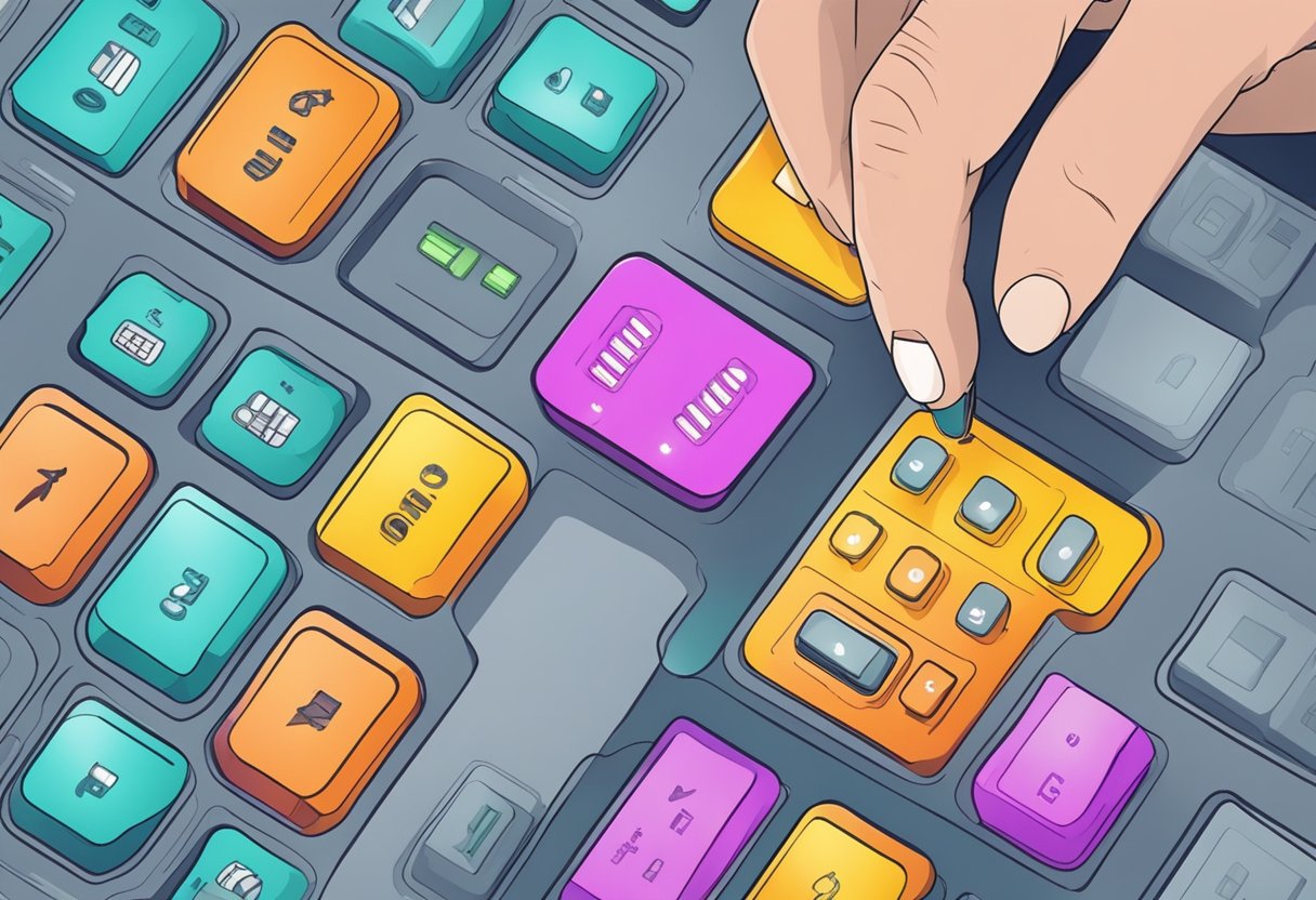 A hand presses down on a rubber keypad membrane switch, customizing the design with a tool