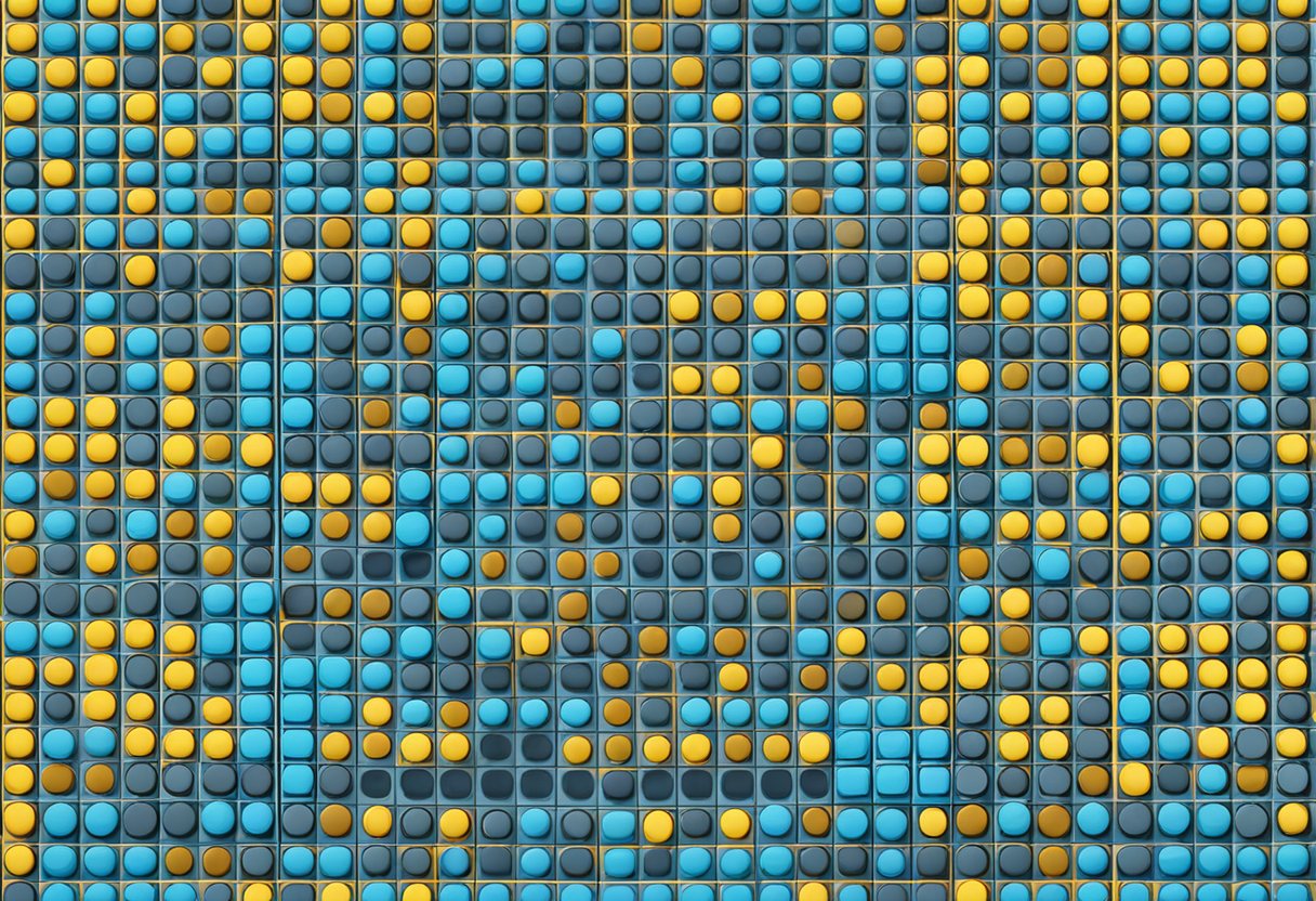 A 4x4 grid of arduino buttons arranged in a matrix formation