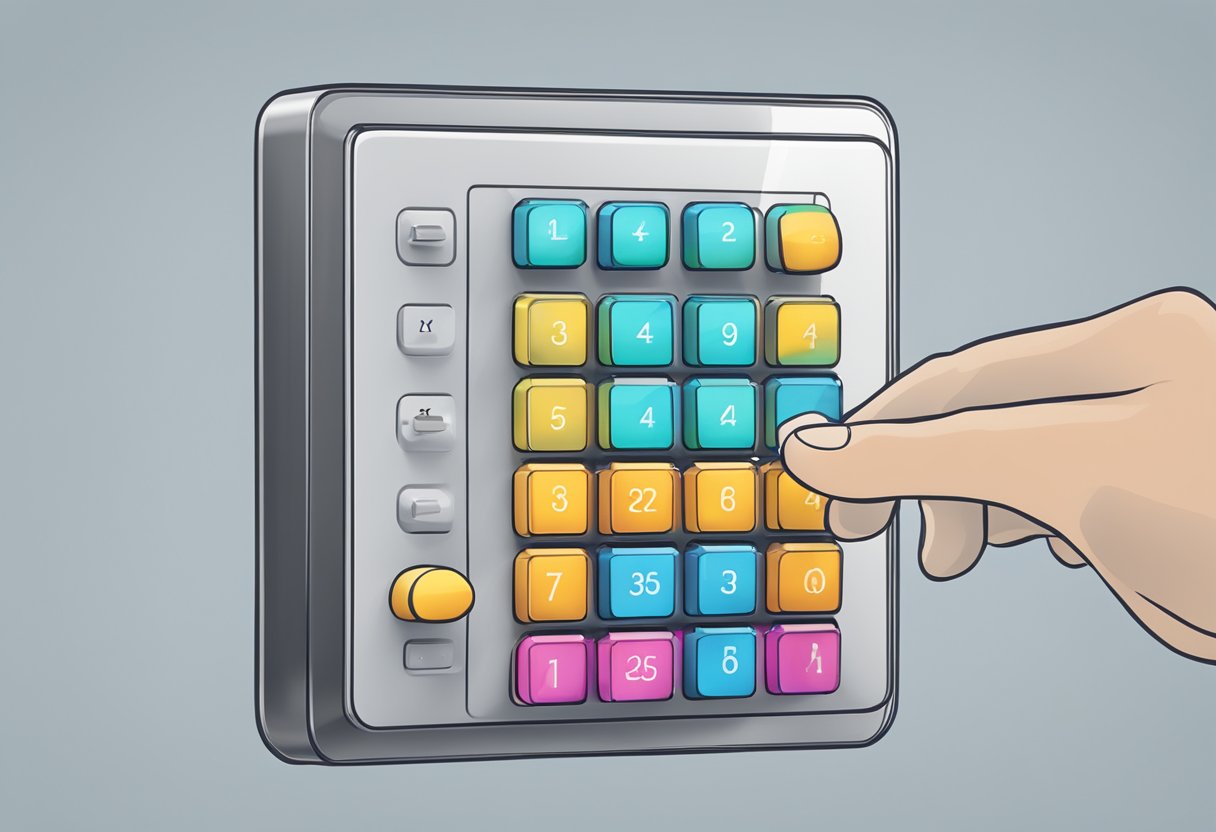 A 3x4 matrix keypad integrated into a device, with fingers pressing the keys to input data