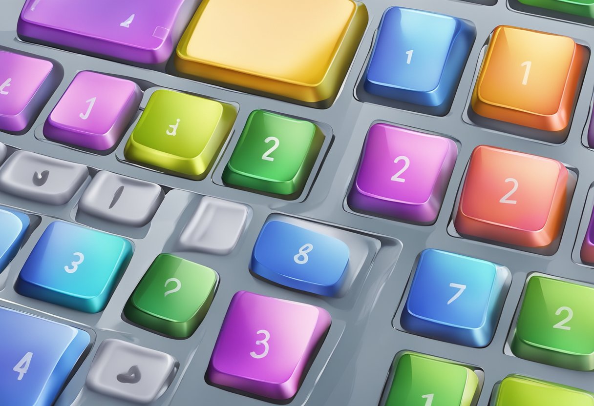 A close-up of a membrane keypad with raised buttons and a smooth, glossy surface