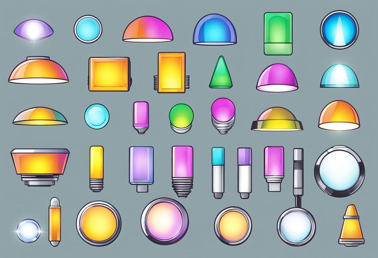Various LED lights in different shapes and sizes arranged for backlighting