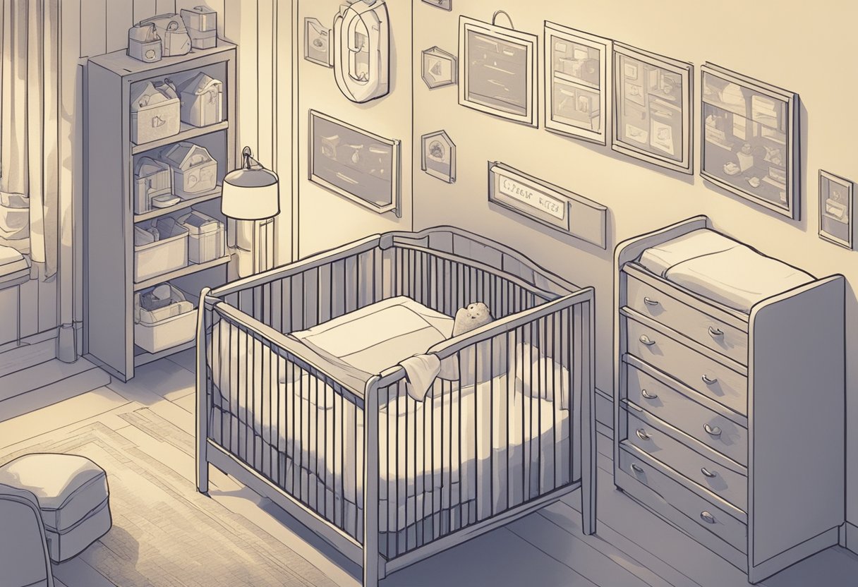 A nursery with a sign "Good Names baby names dean" on the wall