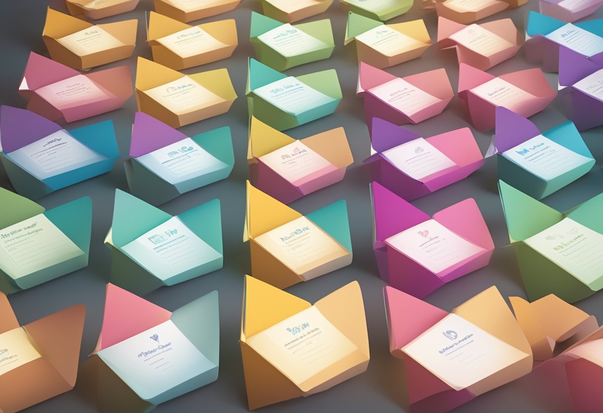 Colorful baby name cards arranged in a playful display