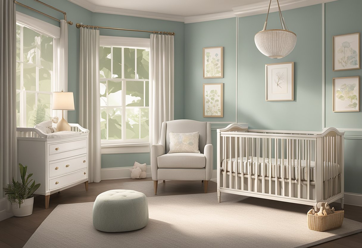 A nursery with a name plaque reading "Everly" above a crib