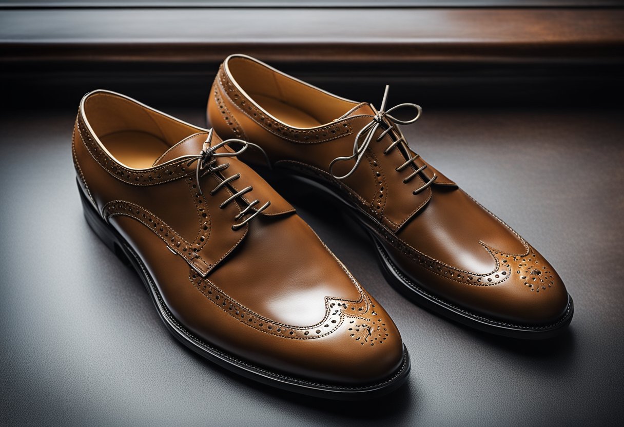 A pair of dress shoes with extra-wide and supportive soles, designed for morbidly obese individuals. The shoes should have ample cushioning and reinforced stitching for durability