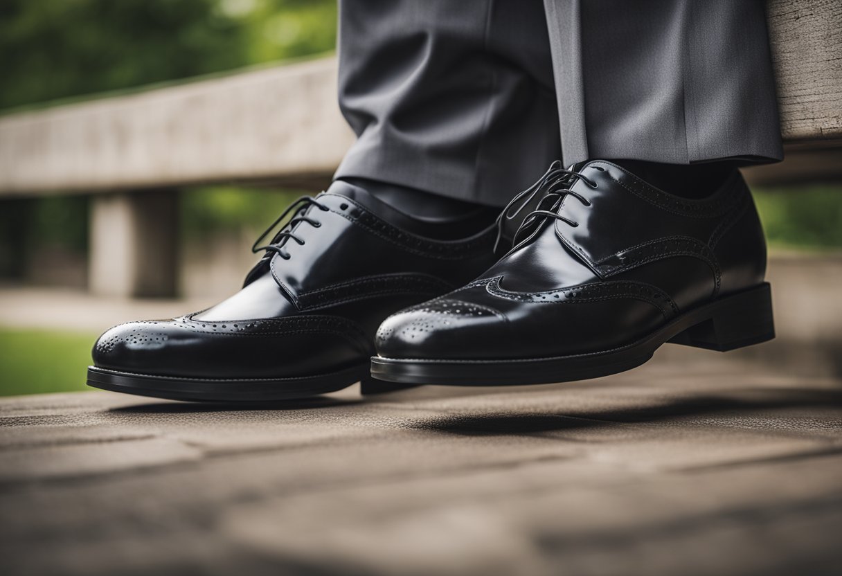 A pair of sturdy, comfortable dress shoes for morbidly obese individuals, featuring extra support and cushioning for improved mobility and foot health