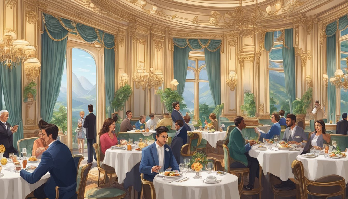 Diners savoring exquisite dishes in opulent settings at the top 50 restaurants worldwide