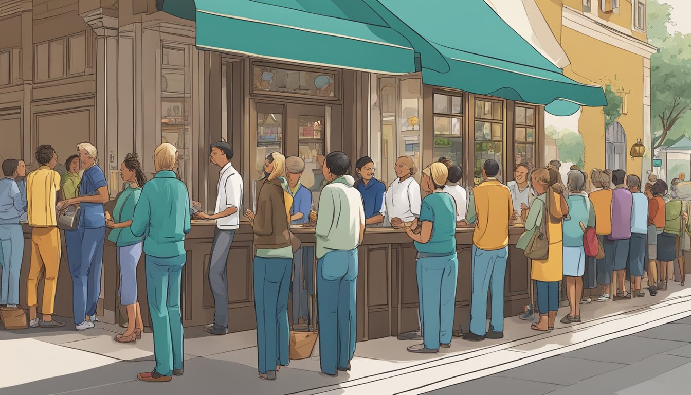 Customers line up at the entrance of the GLC restaurant, eagerly waiting to be seated. The vibrant atmosphere is filled with the sound of chatter and clinking dishes