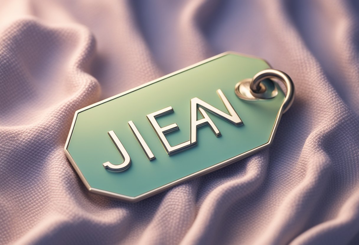 A tiny name tag reading "Jean" rests on a soft, pastel blanket