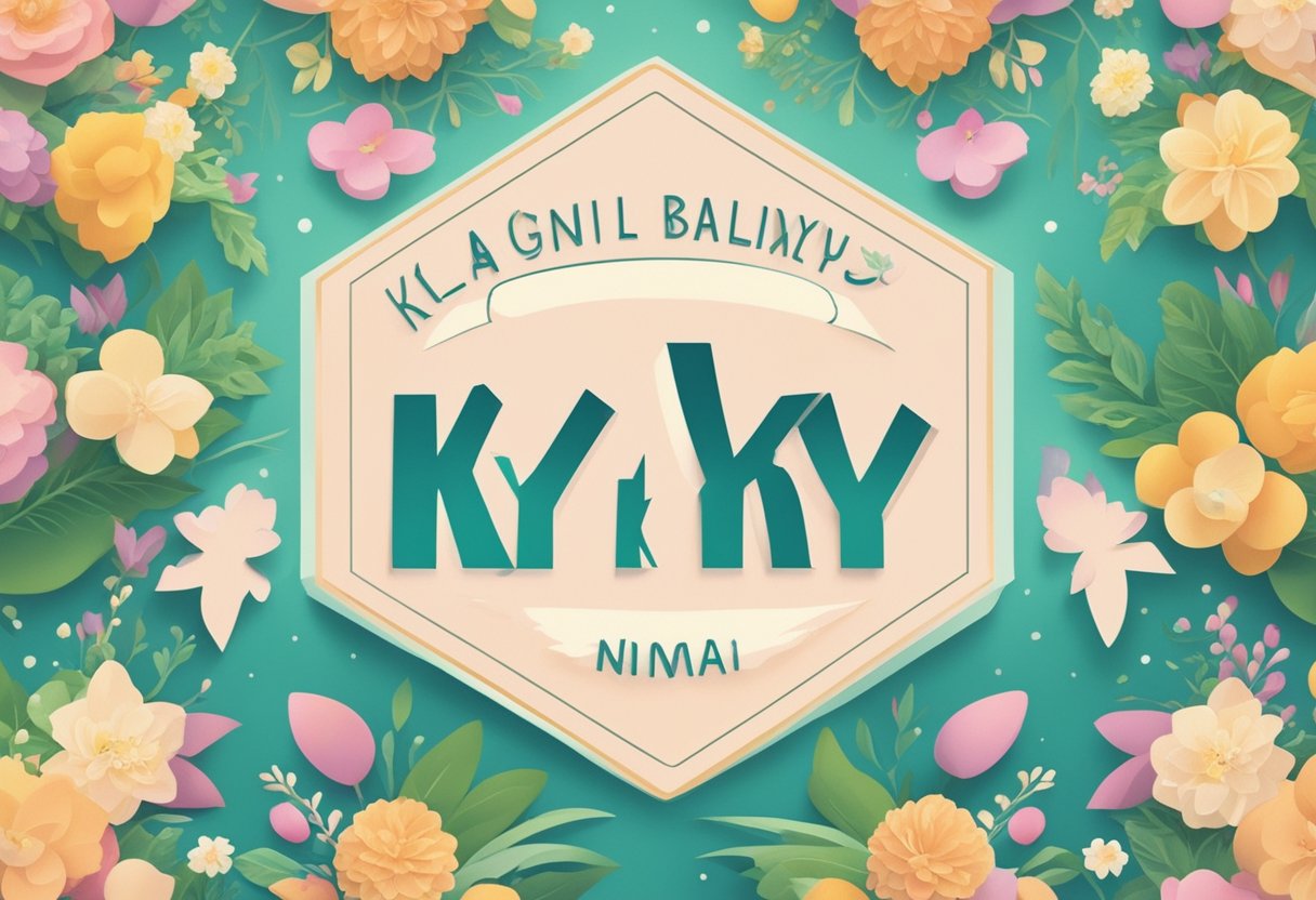 A list of "Ky" baby girl names displayed on a colorful background with playful fonts and designs