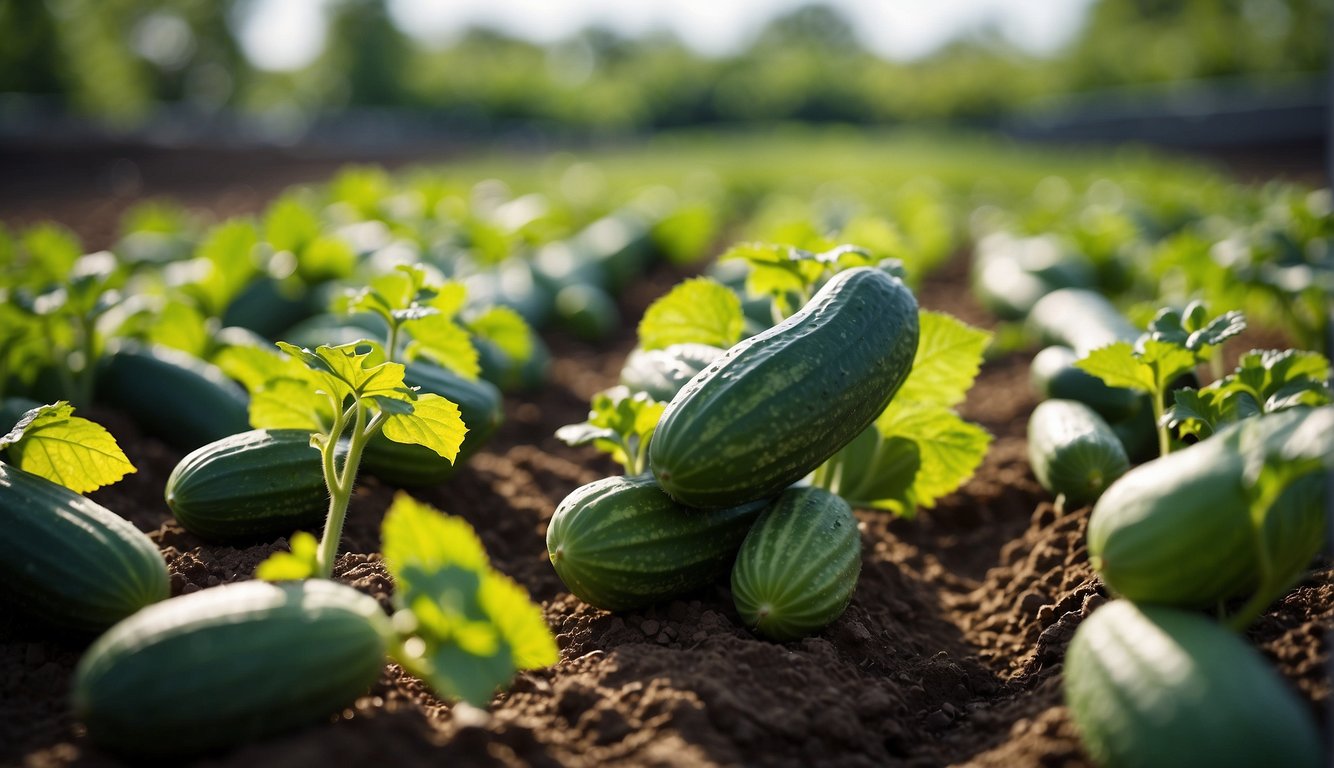 Cucumbers are being planted and cultivated in a shaded area, demonstrating their ability to grow in less sunlight