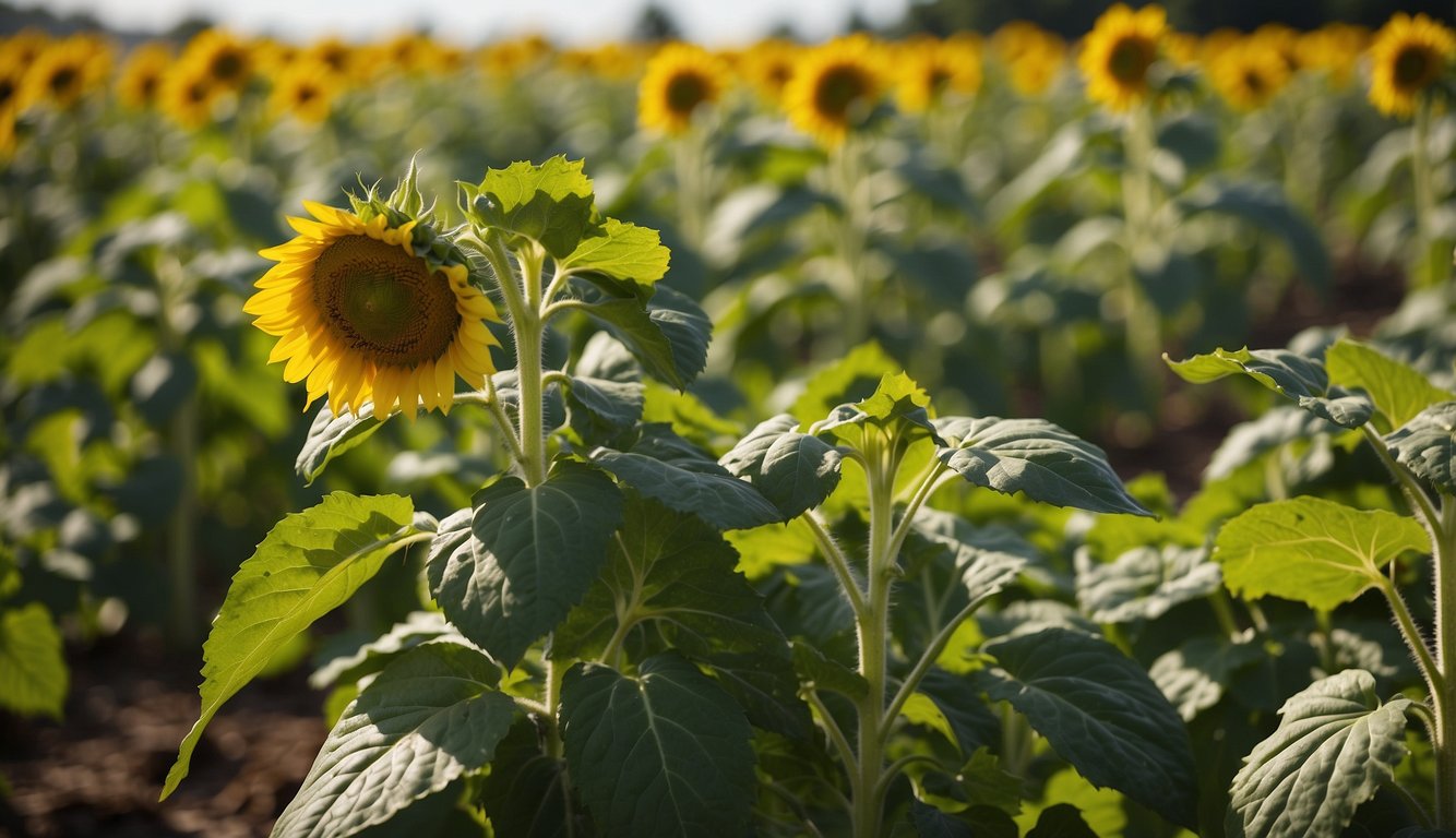 Cucumbers thrive in the dappled shade of tall sunflowers, while beans fix nitrogen for them. Nearby, rotating crops of lettuce and radishes grow in harmony