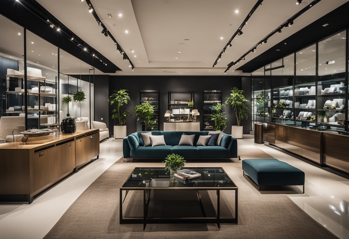 A modern showroom in Singapore showcases Italian furniture brands
