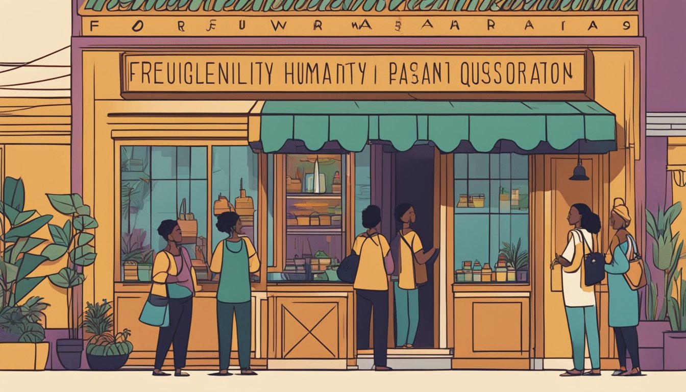 Customers line up outside the vibrant Hawa restaurant. A sign reads "Frequently Asked Questions" in bold letters. The aroma of spices fills the air