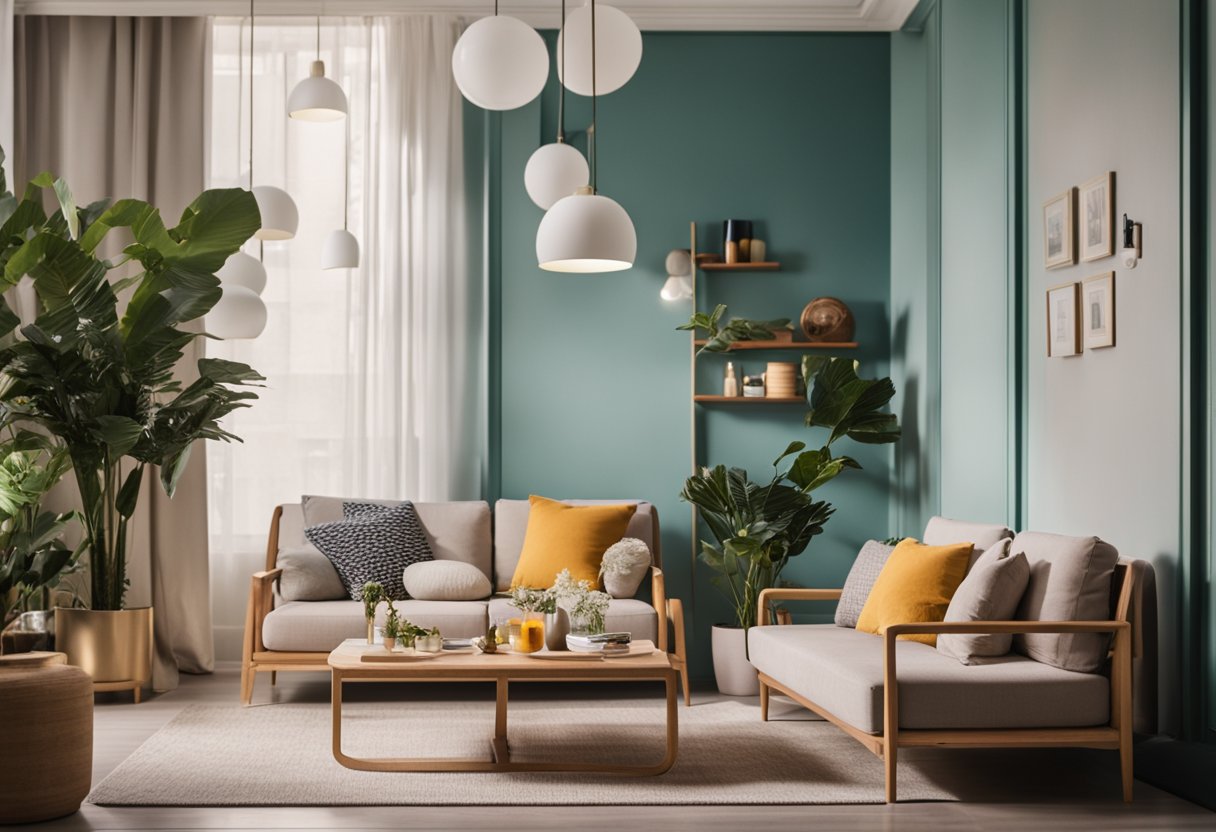 A cozy nook with stylish furniture and decor from Accessorise Your Space in Singapore. Bright lighting and vibrant colors create an inviting atmosphere