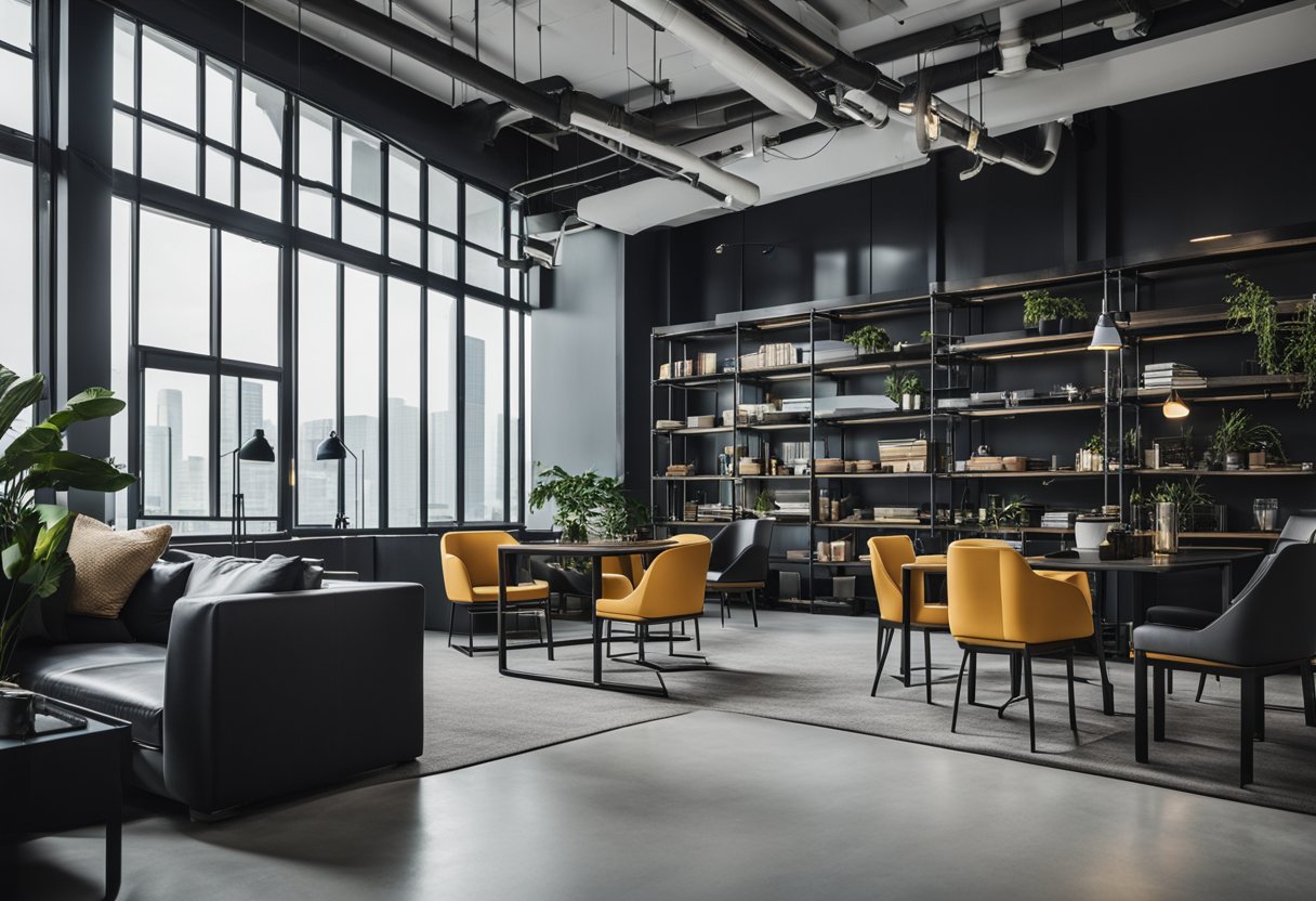 A room with industrial-style pipe furniture in Singapore. Bold, modern design with clean lines and metal accents