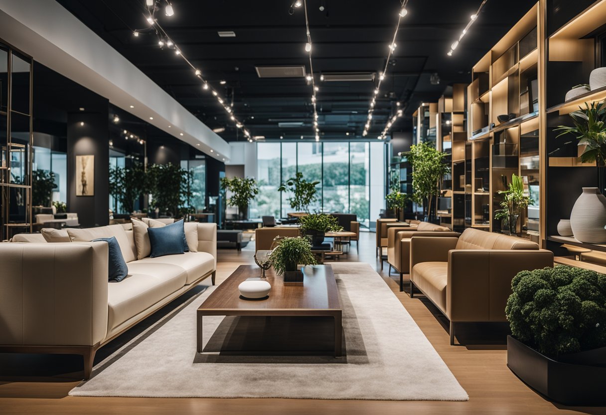 A modern furniture showroom in Singapore, featuring sleek designs and innovative pieces