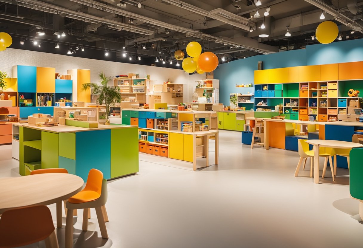 A colorful and vibrant children's furniture display at IKEA Singapore, with playful designs and practical features