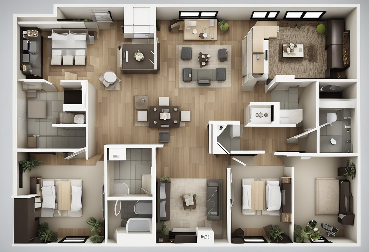 A floor plan with labeled rooms and furniture layout for a 4-room BTO renovation
