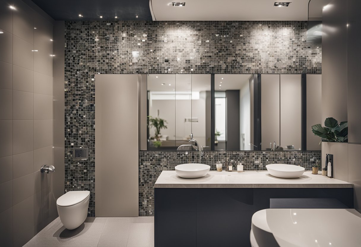 A bathroom being renovated with new tiles and fixtures