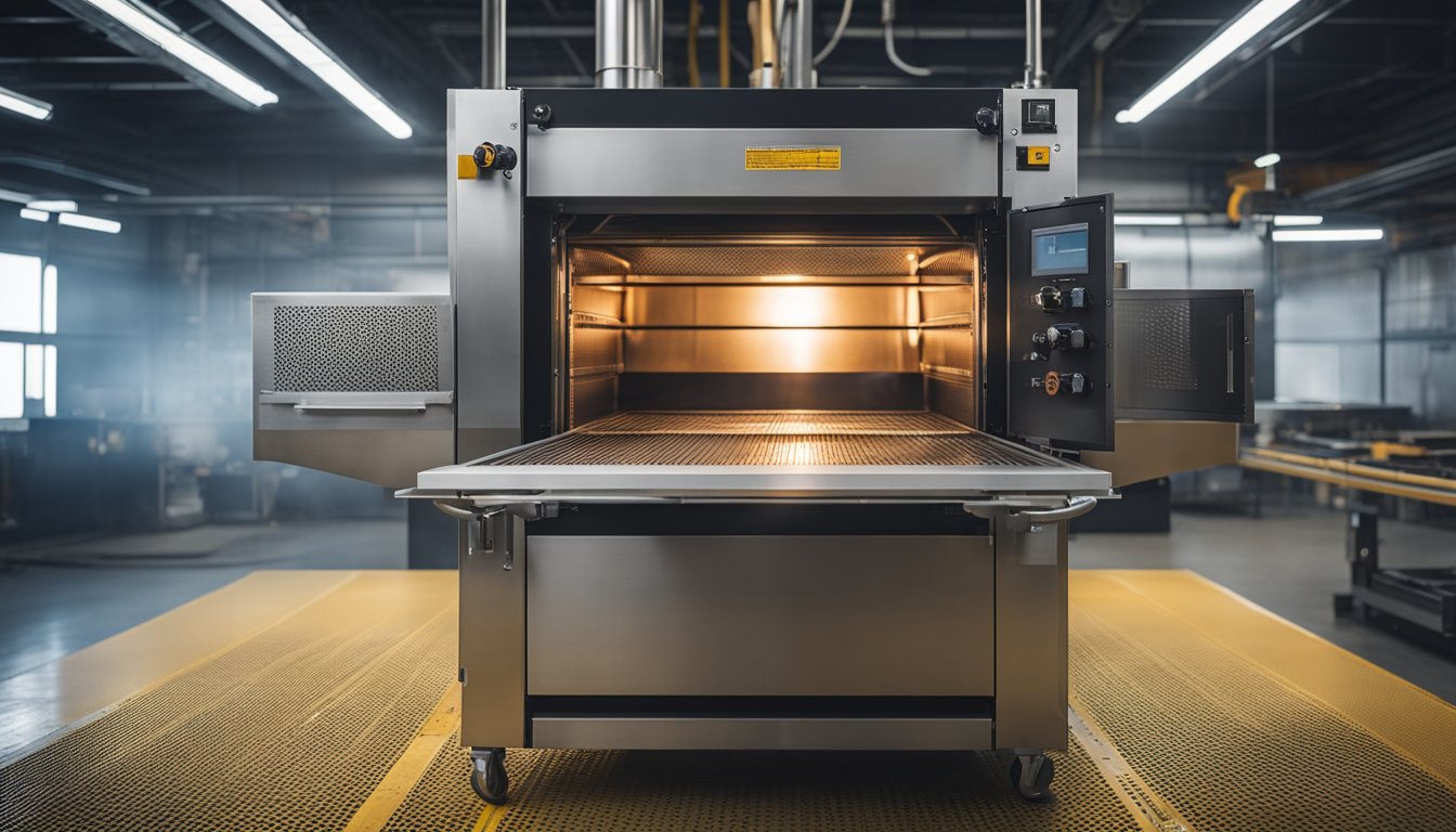 A custom annealing oven heats metal inside a controlled environment