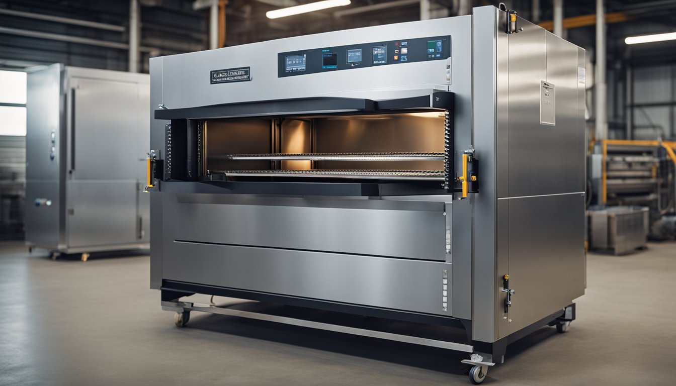 A custom annealing oven with digital controls and steel construction, set against a clean, industrial backdrop