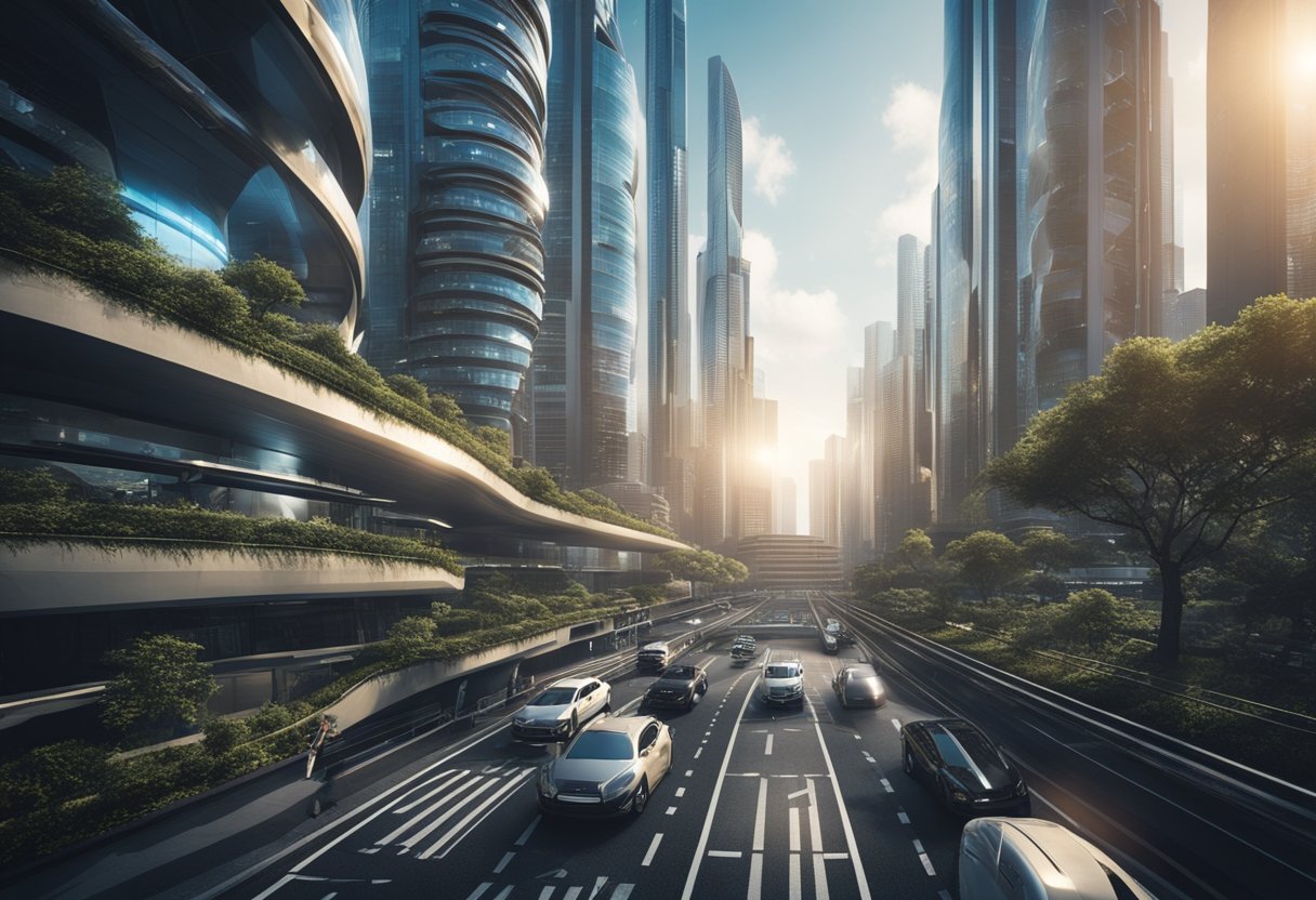 A futuristic cityscape with advanced technology and efficient infrastructure