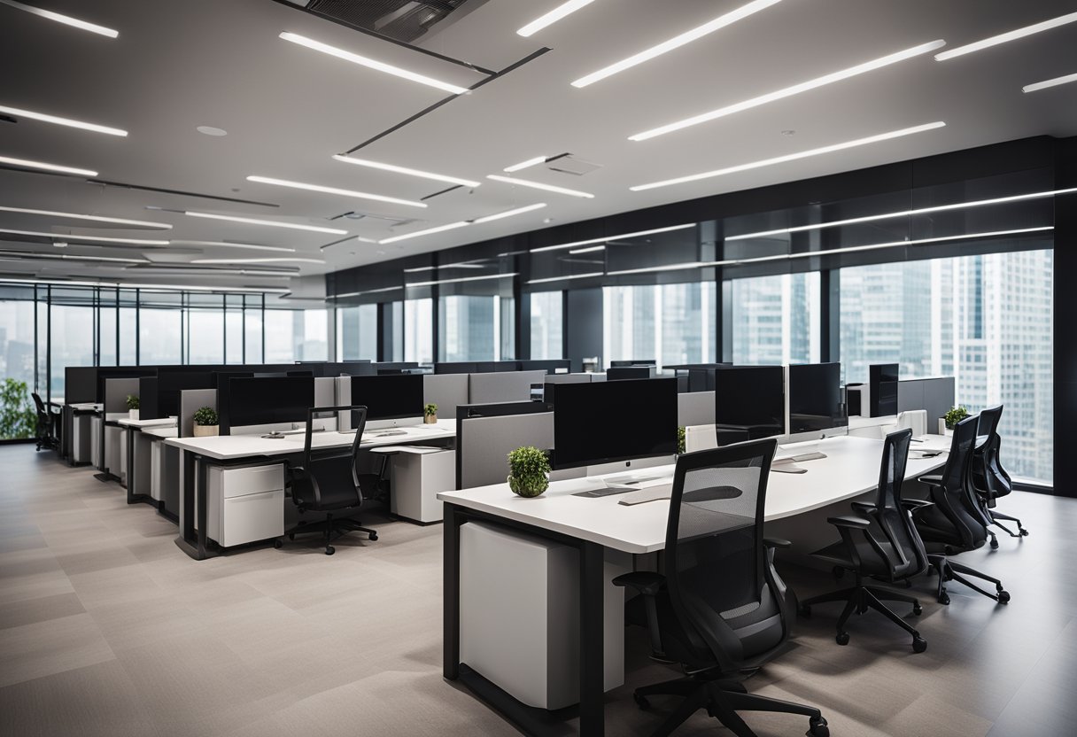 A modern office space with sleek and stylish furniture from Wilson Office Furniture in Singapore. Clean lines and minimalist design